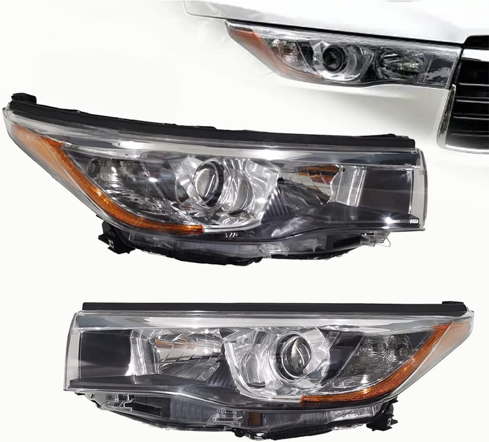 LYNICESHOP Headlights Assembly, 811100E250, TO2503225 FOR 2014-2016 Toyota Highlander LE/LE Plus/XLE NON-Limited/Hybrid Models (Driver + Passenger Side)