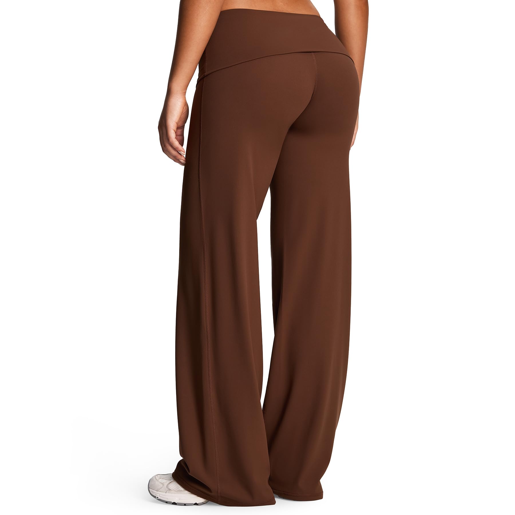 Aoxjox Women's Athlenza Fold Over Waist Yoga Pants | straight leg,fold-over adjustable waist,multiple inseam,no front seam, soft lumastretch™ fabric, workout & yoga, casual — Brown by Amazon
