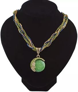 Collar con Estilo Gitano étnico Tribal para Festivales, con Cuerda Trenzada, Color Verde
