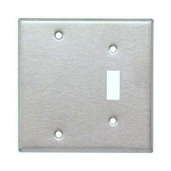 Morris 83858 304 Wall Plate, 2 Gang with 1 Blank, 1 Toggle, Stainless Steel