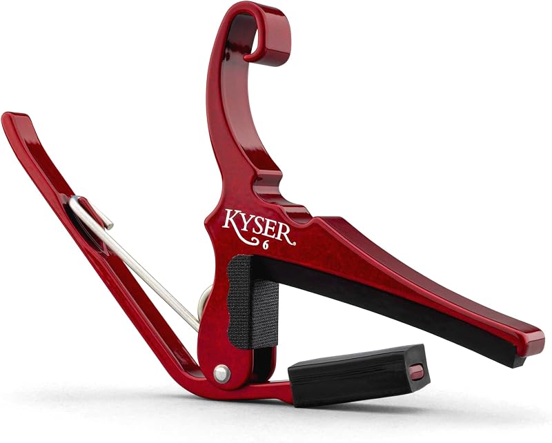 Cejilla Kyser Quick-Change para guitarra acústica de 6 cuerdas, Ruby Red, KG6RA