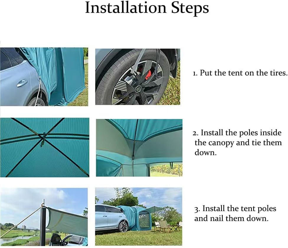SUV Tailgate Tent Camping Awning Shade Compatible with for Jeep Wrangler 2007–2018 JK Family Camping Auto Shade Smooth Ventilation,B-Blue
