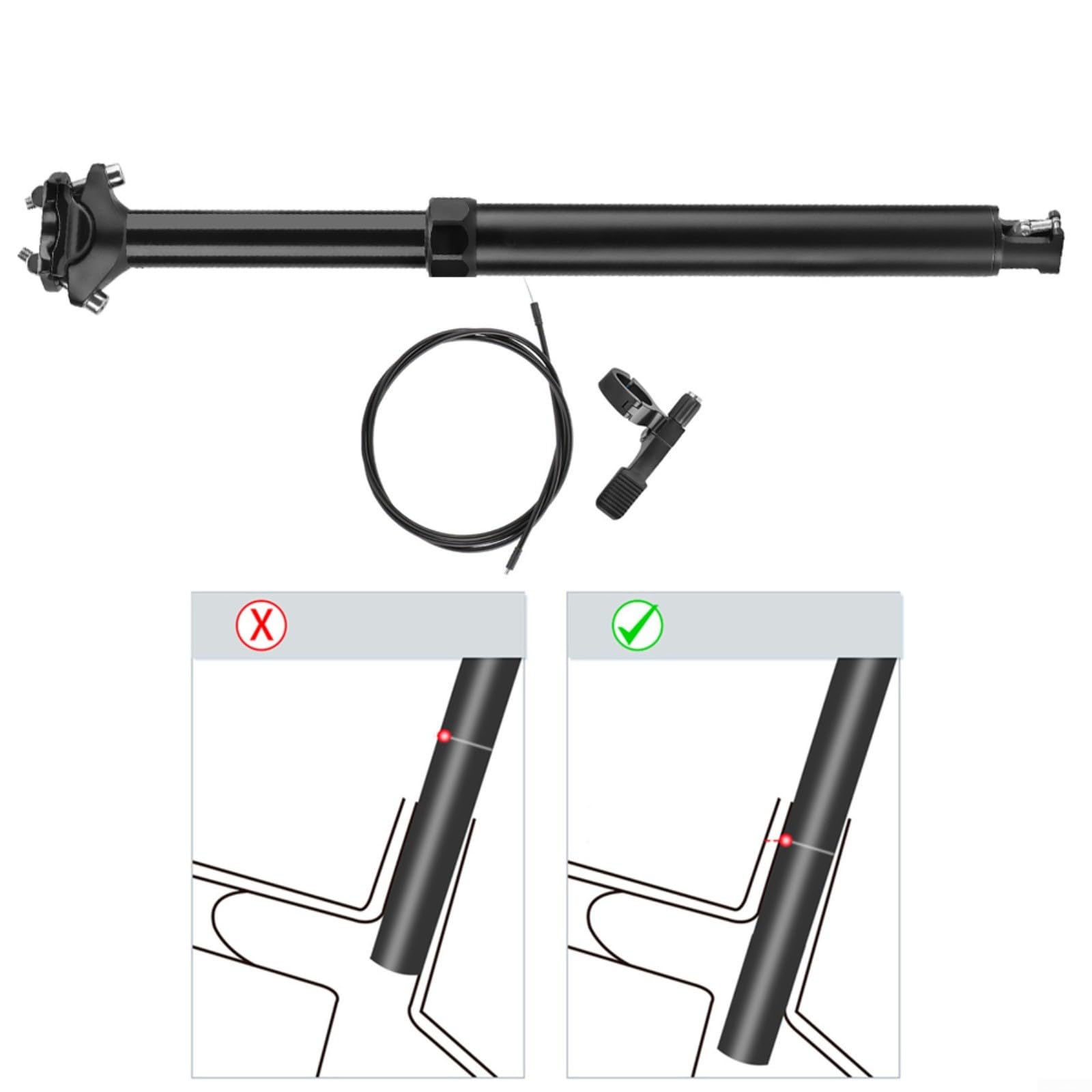 RichVibe Tige de selle télescopique de vélo de montagne avec dérailleur intégré 30,9 mm Commande à distance Tige de selle pour vélo Composant de bicyclette