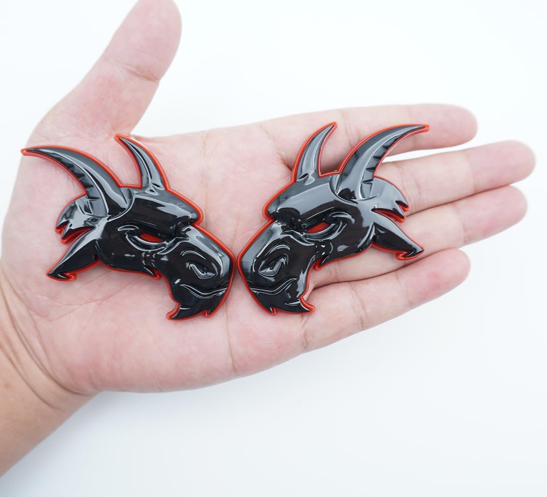 2Pc Head Emblems 3D Custom Fender Tailgate Badges Nameplate Sticker Replacement for TRX Ram 1500 2500 (All Black)