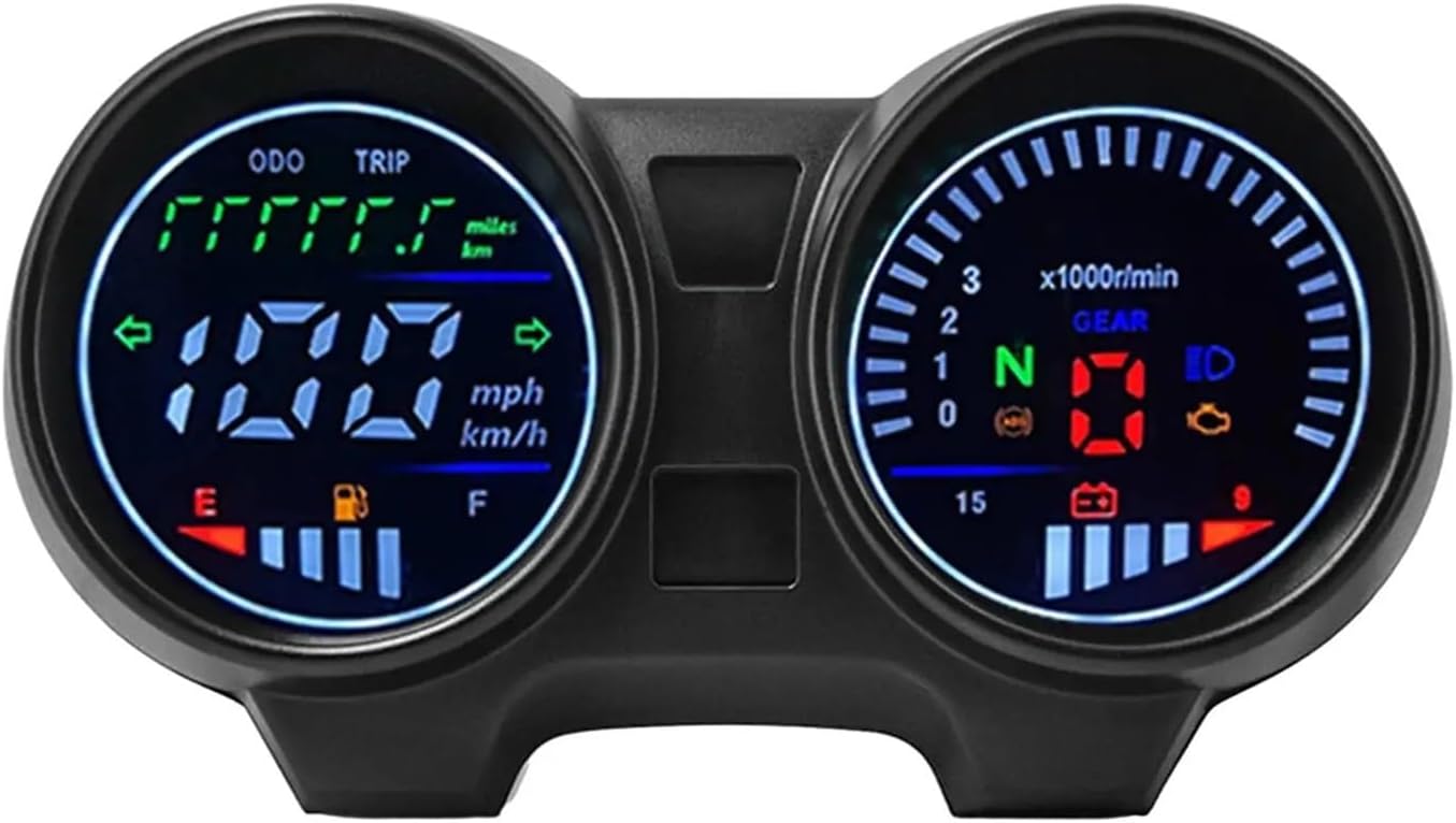 Motorcycle Speedometer Gauge Odometer Motorcycle Instrument Gauge Replacement Motorbike Parts Tachometer LED Display Motorcycle Instrument Cluster Dashboard