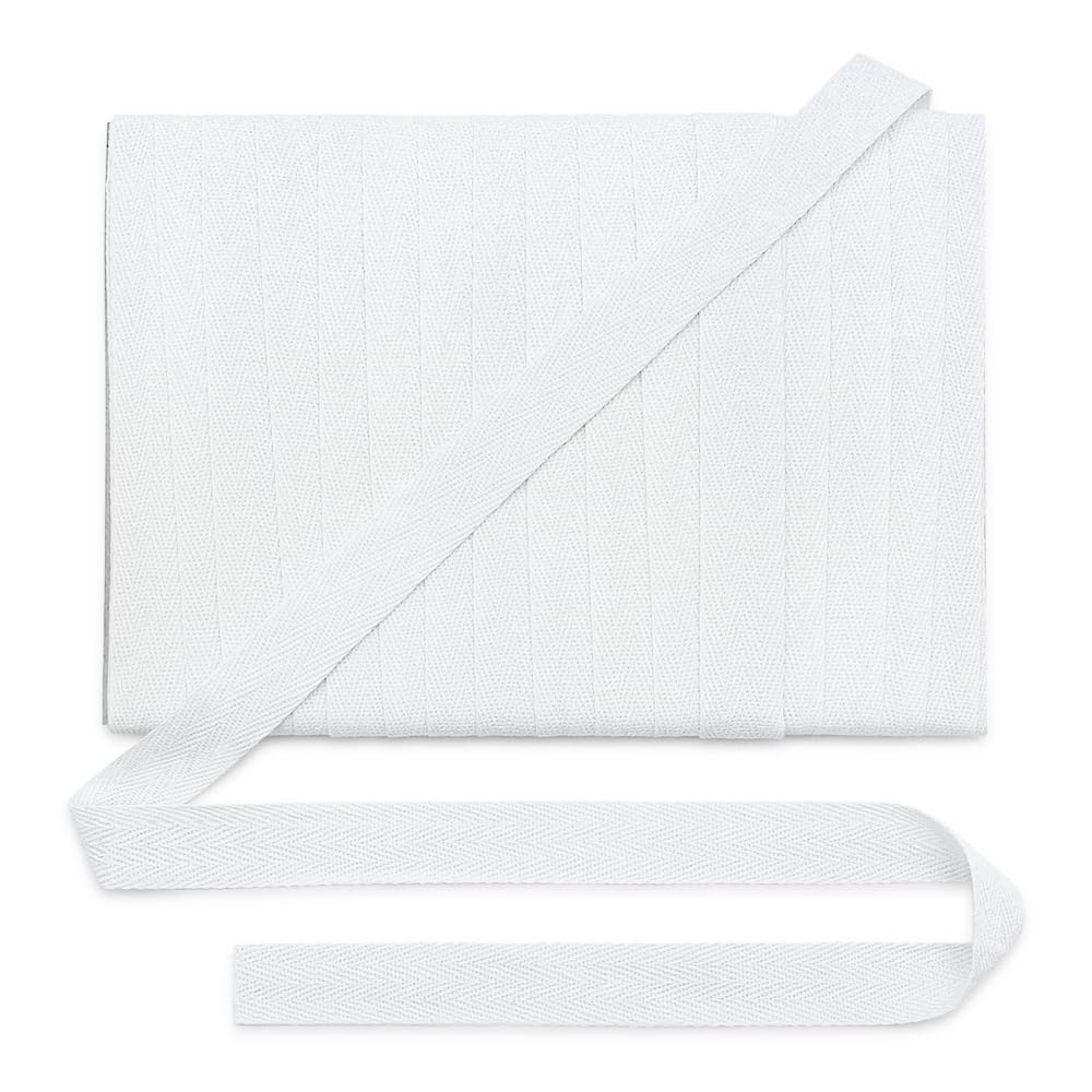 Jamsinmu Cotton Webbing Bias Tape 20 mm, Cotton Webbing Fish Gration Cotton Twill Ribbon, Craft Ribbons for Sewing On, White C000, 22 Yards — image 1