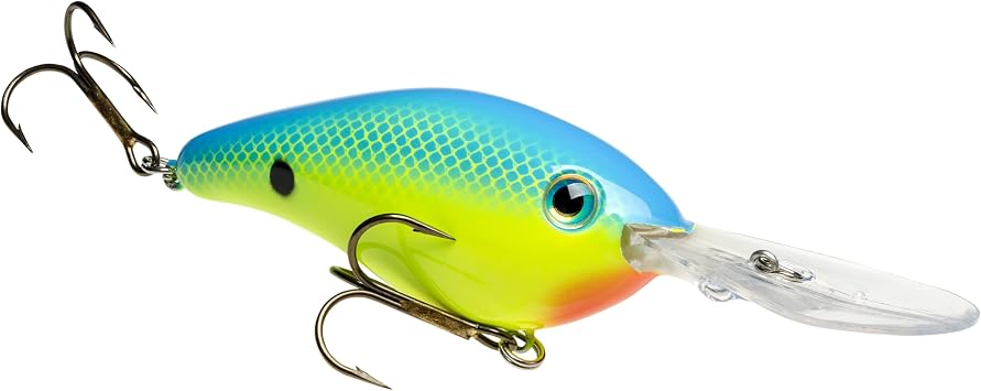 Strike King Pro Model 6XD Fishing Lure, Deep Diving Crankbait, Unique Curved Bill, Free-Floating Rattle Chambers, 1-Ounce, Dives to 19-Feet, Size 1 Treble Hooks