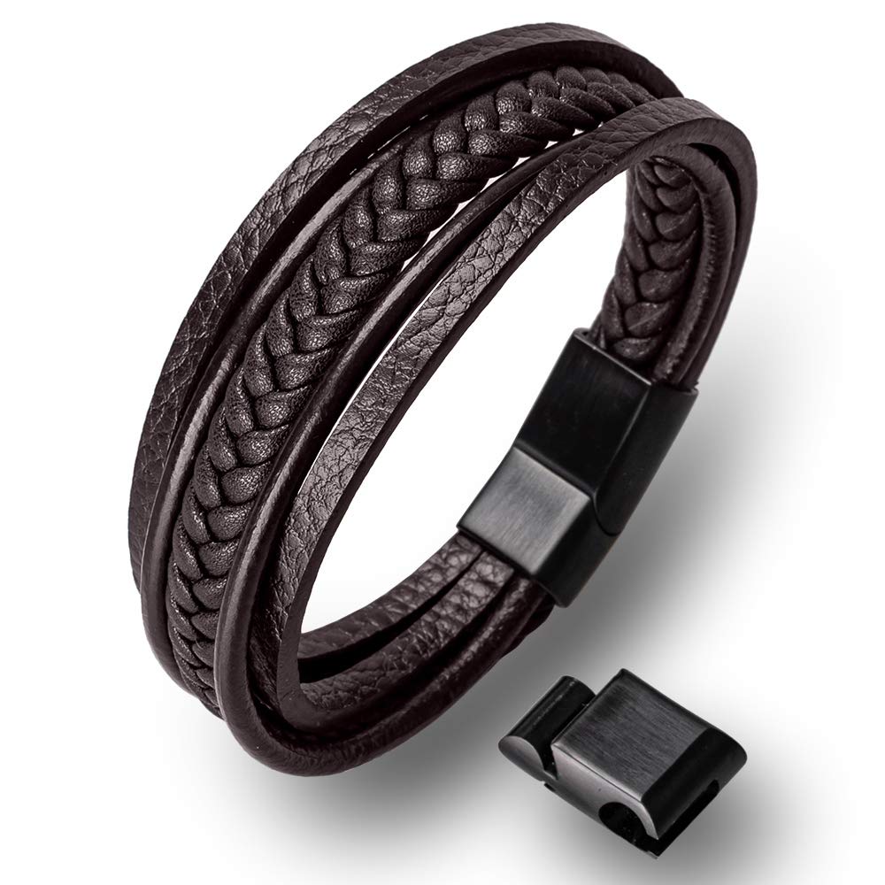 HOOF Herren Armband Aus Echtleder - Magnetverschluss Edelstahl