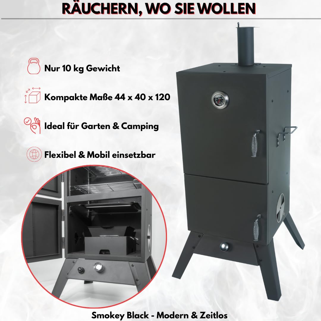 ACTIVA Premium Gas Räucherofen I Professioneller Smoker für ein einzigartiges Geschmakserlebnis I Tischräucherofen aus robustem & legiertem Stahl