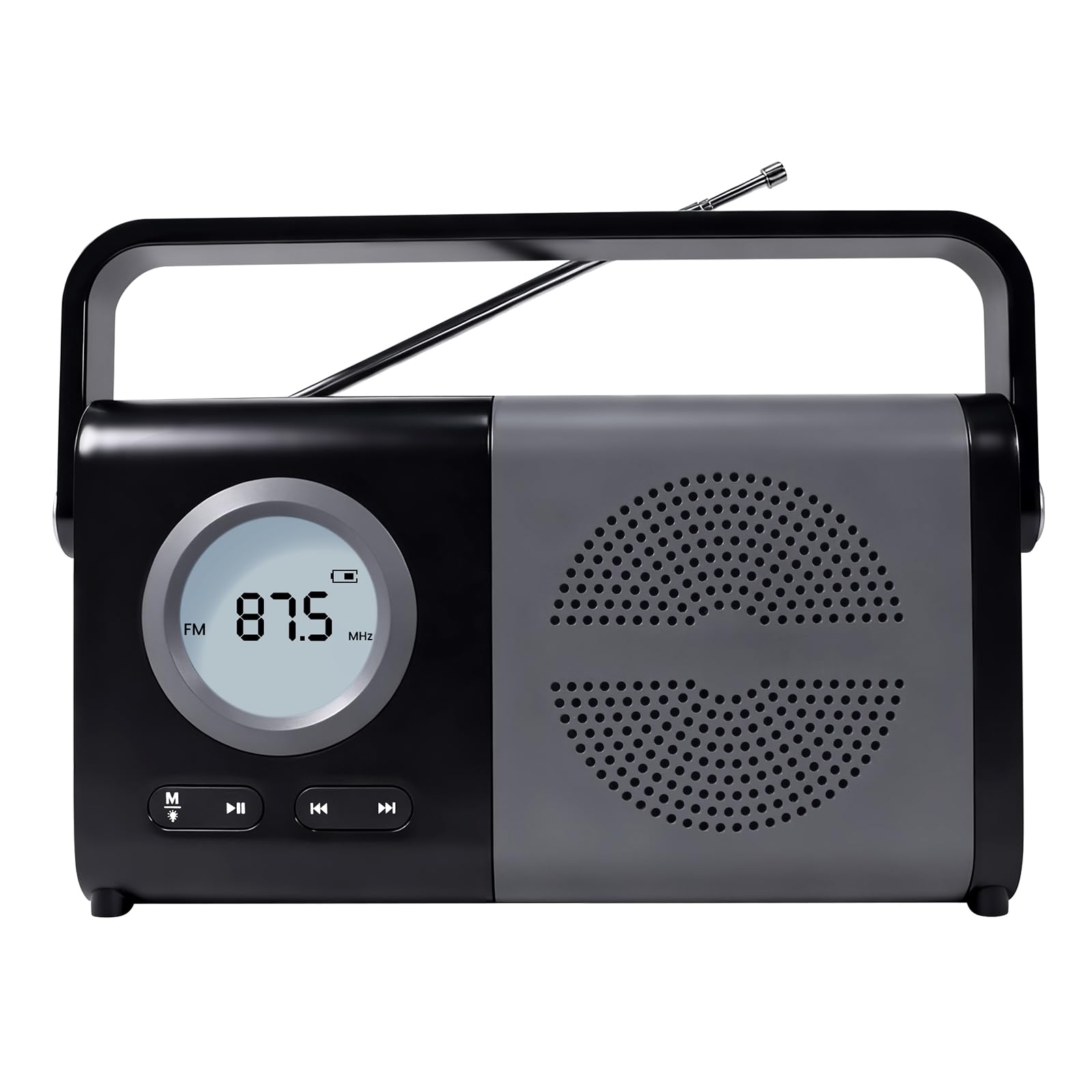 AM/FM Portable Radio &amp; Bluetooth Speaker- Battery Operated &amp; Wall Plug-in, Headphone Jack, Digital LCD Display, USB/TF Playback - Easy to Use Gifts for Seniors