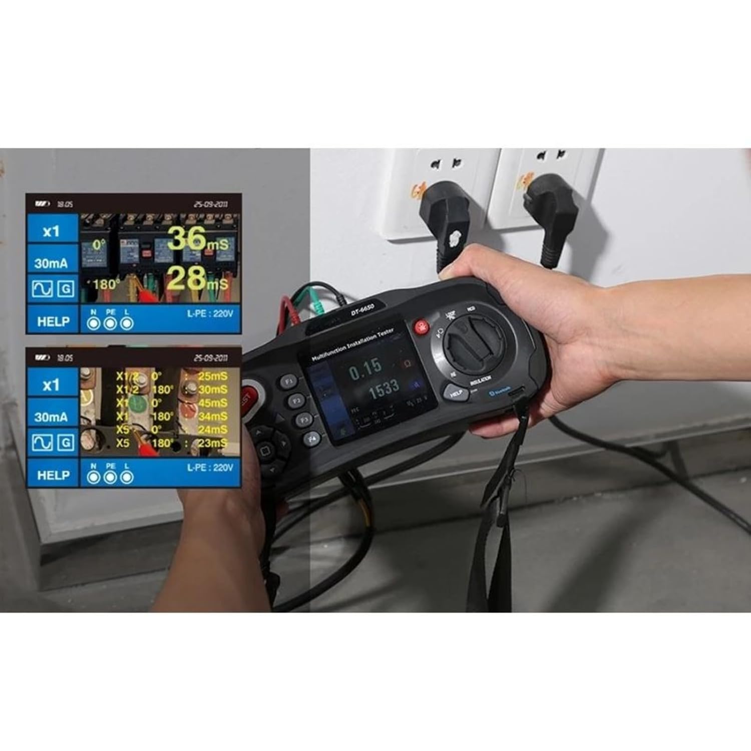 Insulation Resistance Tester with 3.5” TFT Display, Multifunction Electrical Installation Tester for Loop Impedance, Ground Resistance, Voltage and RCD Testing