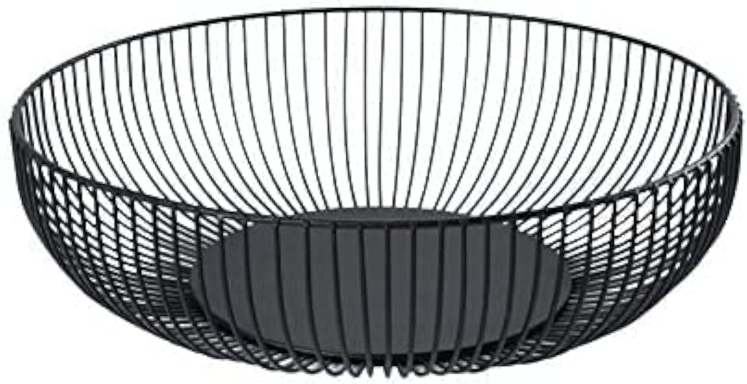 Black Metal Wire Fruit Basket Bowl For Kitchen,Living Room,Office - Large Decorative Centerpiece To Display Fruit, Vegetables, Bread, Candy, Household Items Or Use As A Gift Basket