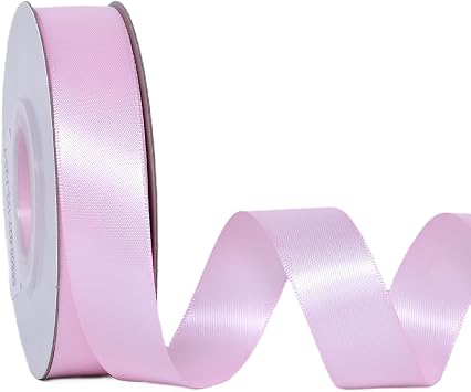 Ribest Light Pink Double Faced Satin Ribbon, 7/8 Inch Continuous 25 Yards | Polyester Ribbon for Crafts Gift Wrapping Bows Wedding Party Decoration
