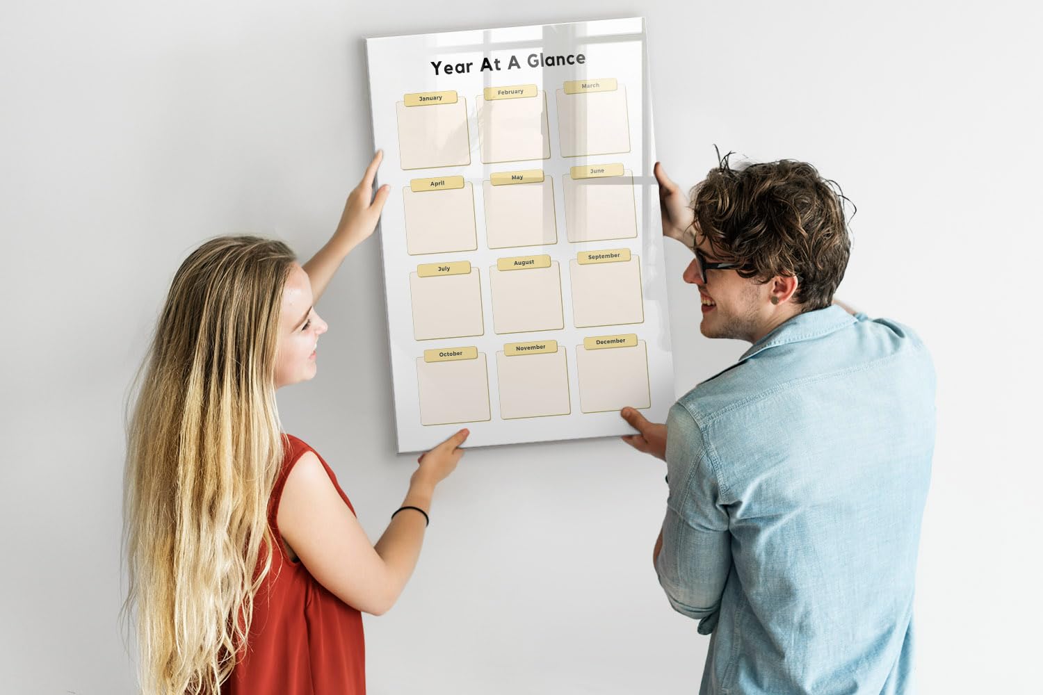 Glas-Magnettafel Für Das Home-Office 60x90 cm Jahresplaner Schwarzer Stift