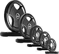 Vista 9 de RitFit Weight Plates for Barbell, 2-Inch Olympic Rubber Grip Plates for Weightlifting and Strength Training in Home & Gym, Single, Pair and Sets
