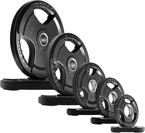 RitFit Placas olímpicas de agarre de goma para barra, placas de peso de 2 pulgadas para levantamiento de pesas y entrenamiento de fuerza en casa y