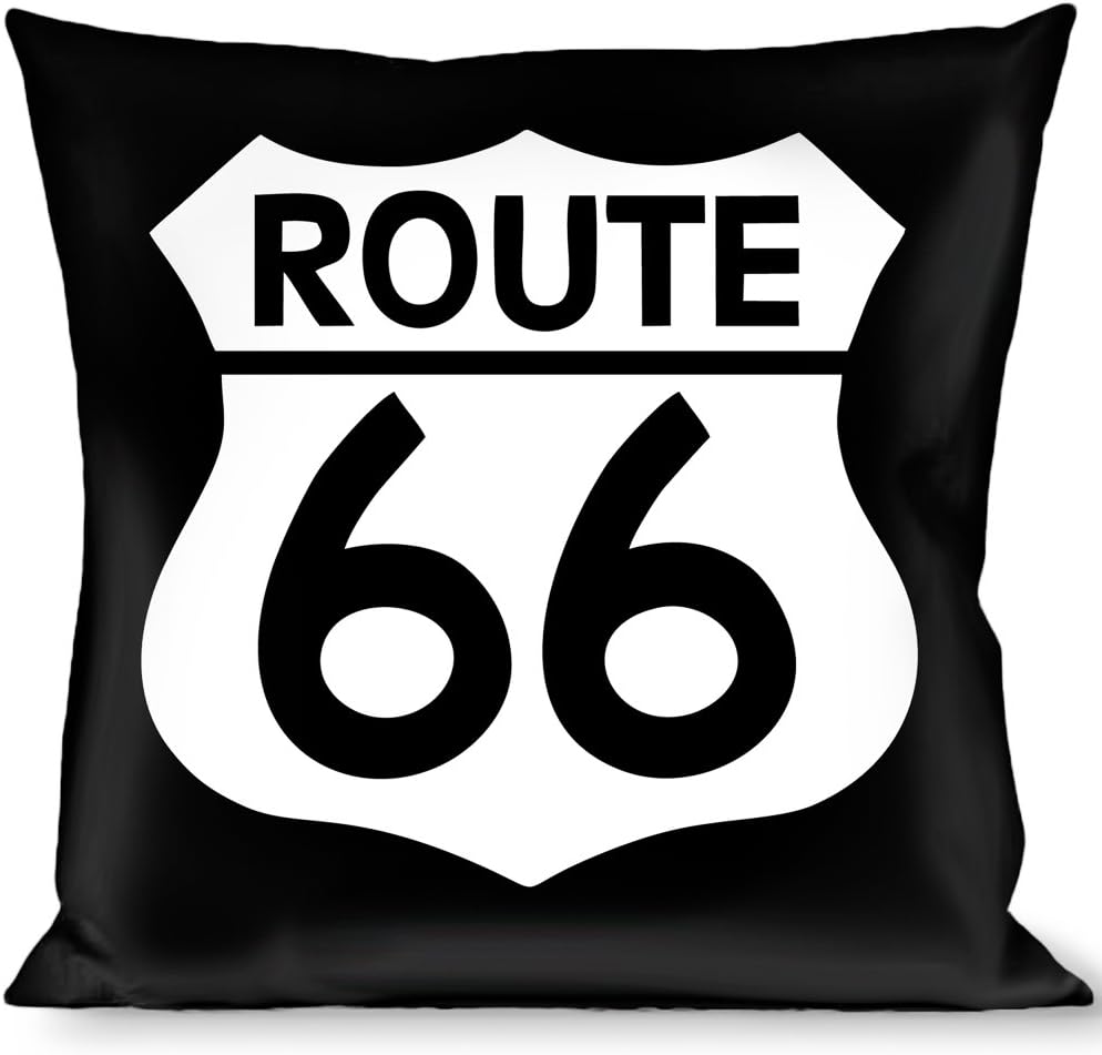 Pillow Decorative Throw Route 66 Highway Sign Repeat Black White