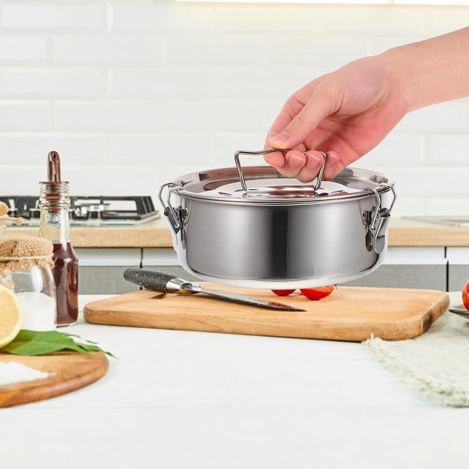 Cabilock 1set Round Stainless Steel Steamer Rack for Baking Cakes and Pies Versatile Cake Pan Mold with Smooth Demolding for Easy Baking and Culinary Creation