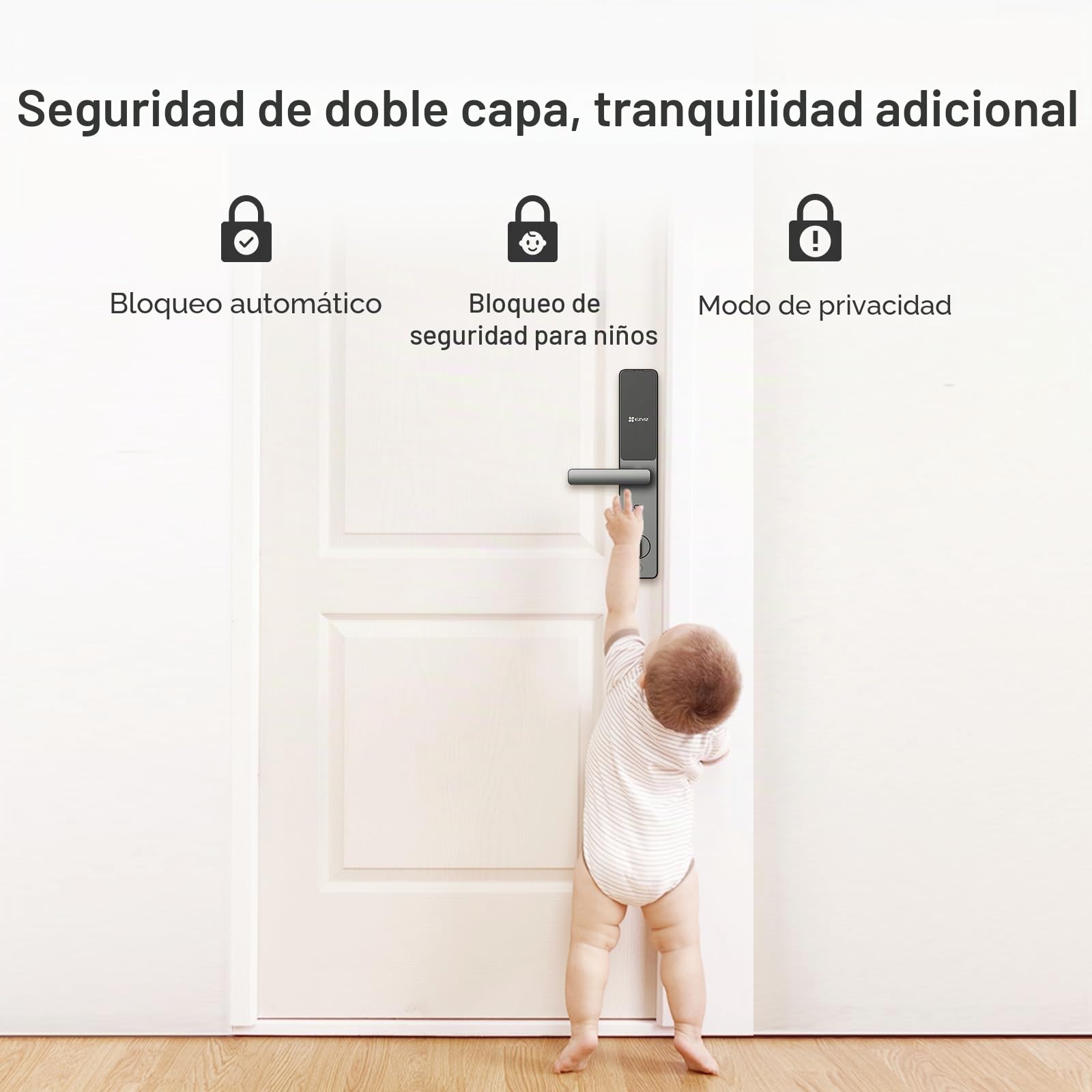 EZVIZ Cerradura inteligente DL05, cerradura de puerta de entrada sin llave 7 en 1, con acceso por huella dactilar: entrada sin llave segura, opciones de desbloqueo múltiples, alertas instantáneas