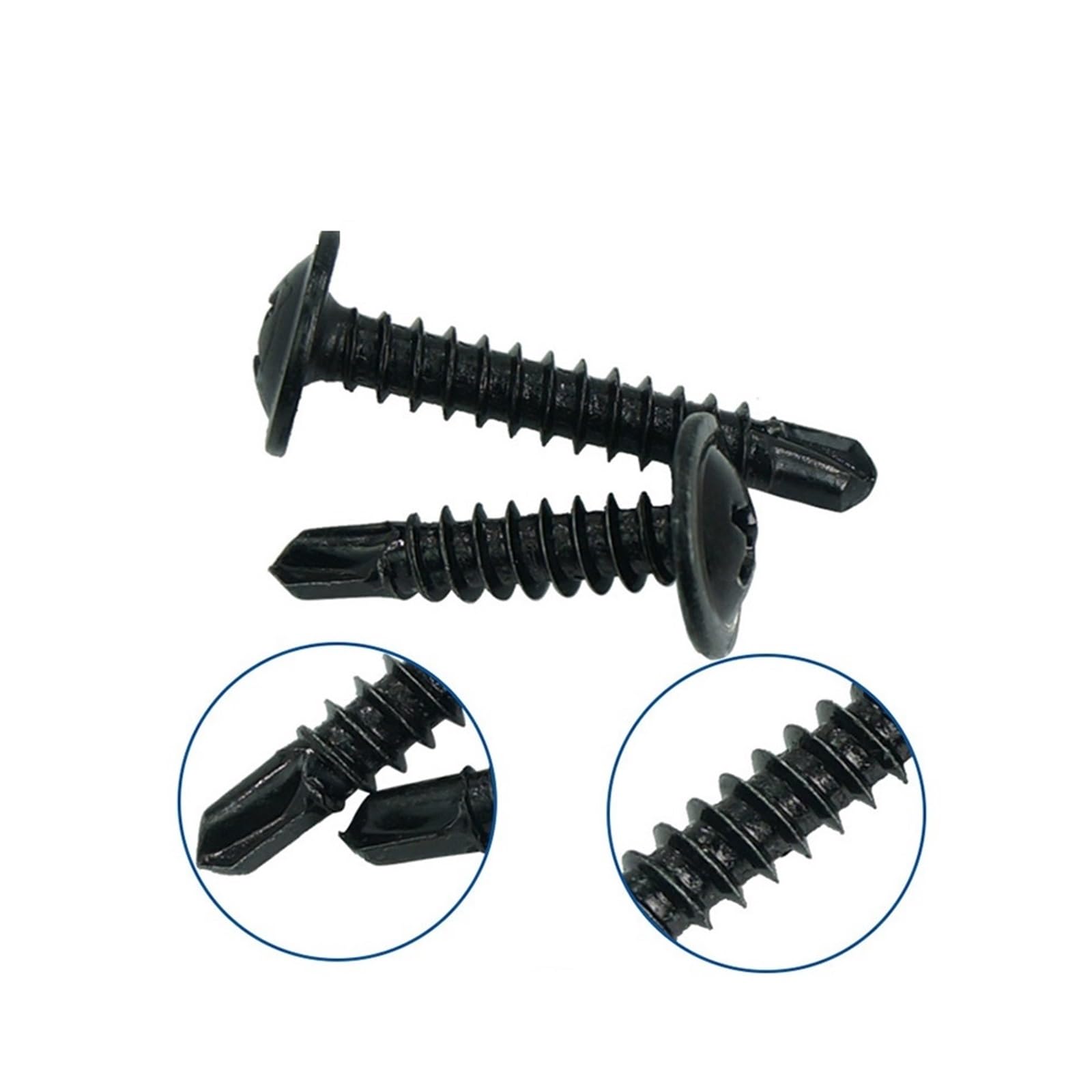 Schwarze Schrauben, selbstschneidende Schrauben, M4,2, große Flachkopf-Bohrschwanzschraube, elektrische Bohrschraube, 100-teiliges/200-teiliges Set(Color:200pcs,Size:50MM_M4.2)