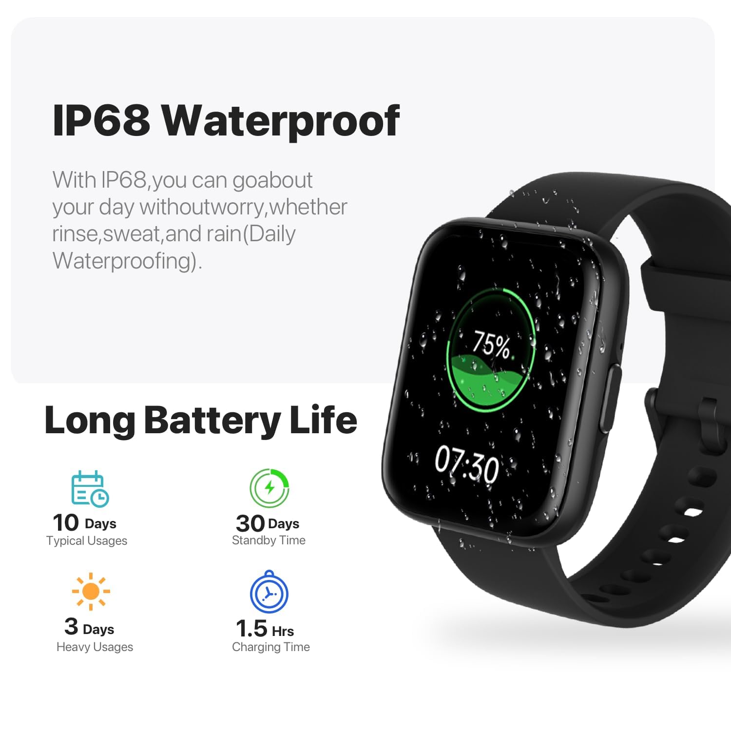 JeeJTek Relojes inteligentes para hombres y mujeres, dial dinámico HD de 1.8 pulgadas, rastreador de fitness 2025 con 100 modos deportivos, monitor de frecuencia cardíaca/sueño, IP68 impermeable