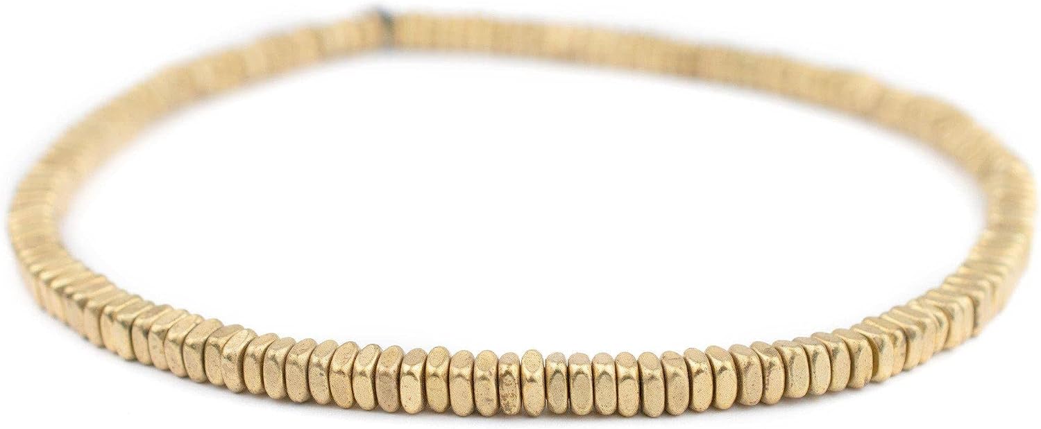 The Bead Chest Brass Faceted Square Heishi Beads (6mm)