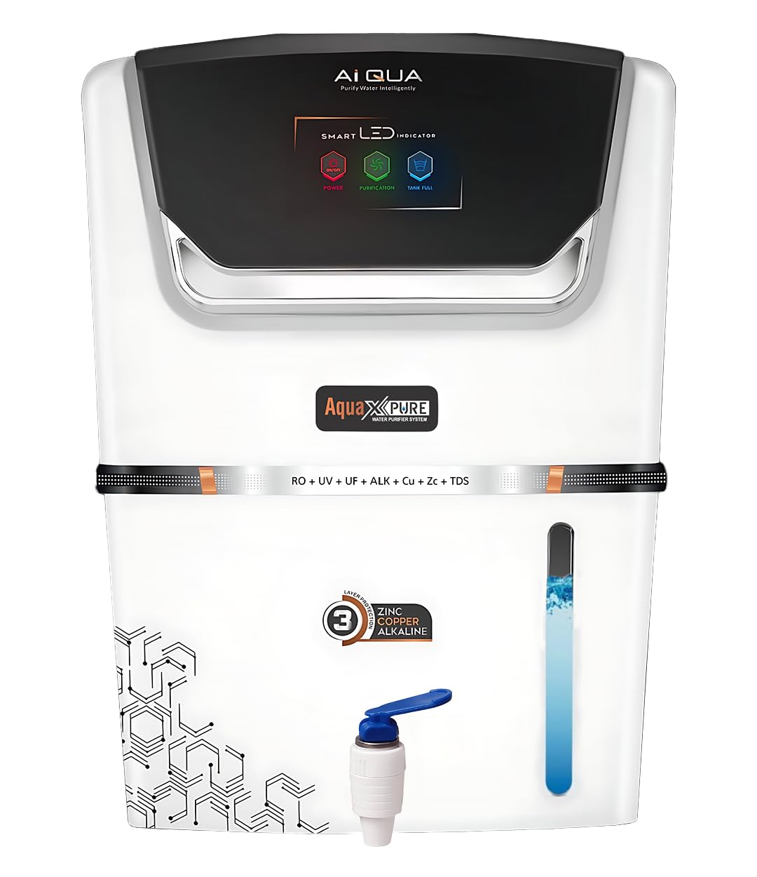 Aqua X Pure AquaVision AI White Smart RO Water Purifier White | RO+UV+UF Filtration | Copper & Zinc Mineral Boost | 12L Tank | 20 LPH Smart Filteration | Modern Wall-Mount Design | 1 Year Warranty*.