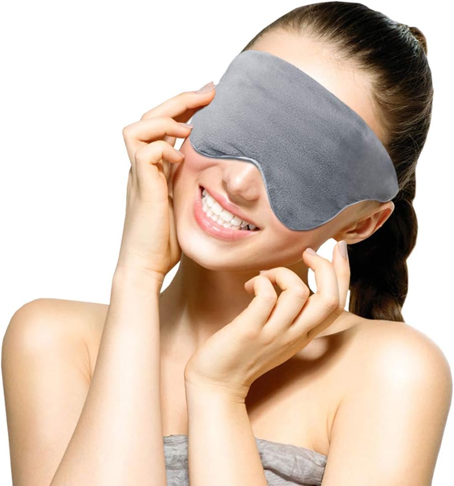 Weighted Eye Mask for Sleeping, COCOBELA Eye Mask Pillow for Men Women, Adjustable Strap Blackout with Fabric Soft Breathable Cotton and Premium Glass Beads for Sleep and Stress.75 Pound (Grey)