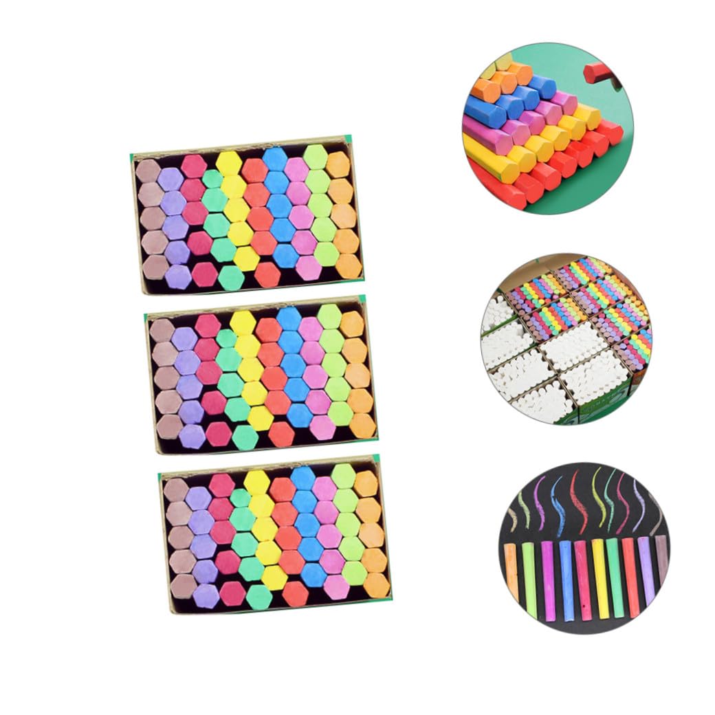 Craie Pédagogique Colorée Hexagonale sans Poussière, 3 Boîtes