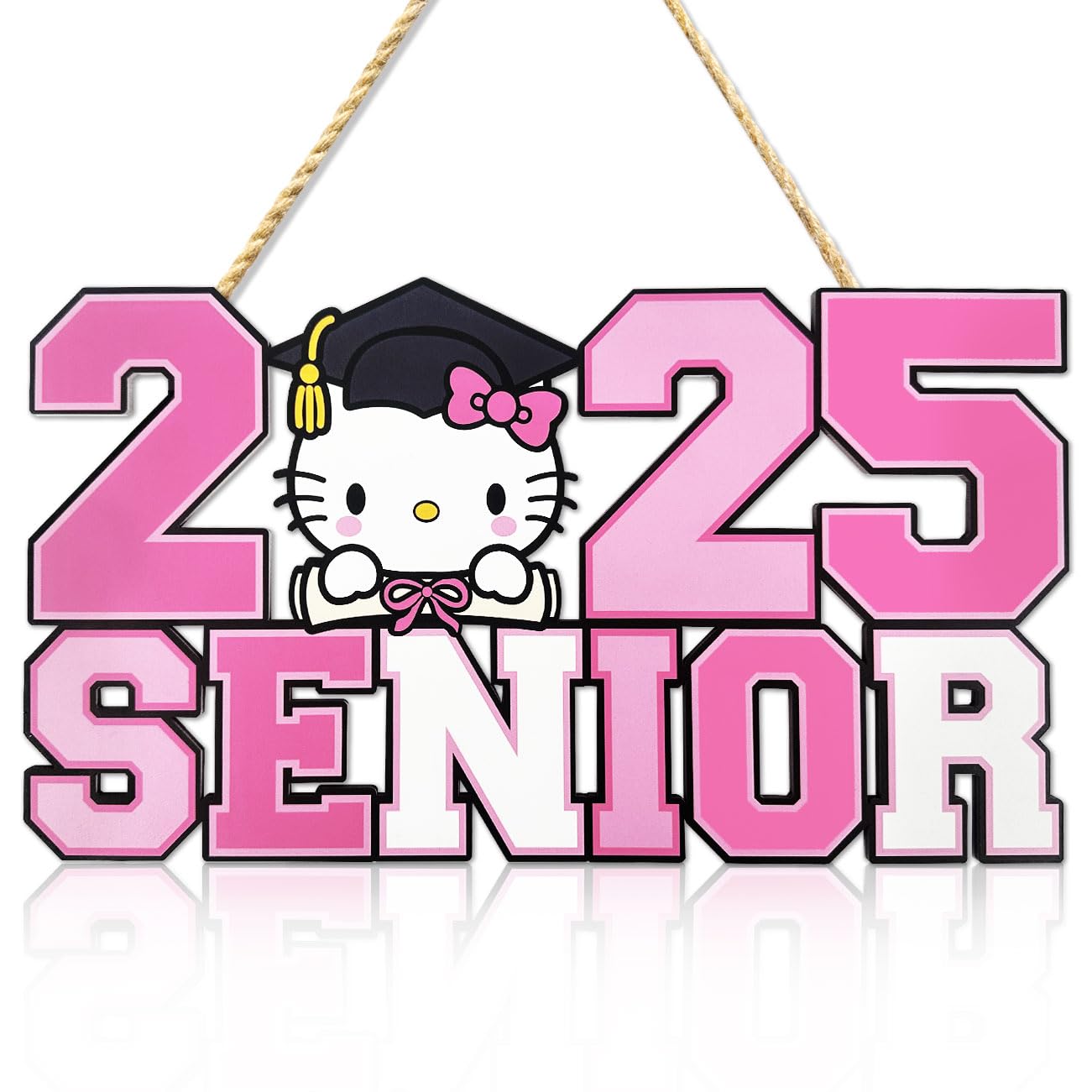 Senior 2025 Sign Pink Graduation Decorations Class of 2025 Photo Props Senior 2025 Decorations Wooden Sign for Grad Party Supplies