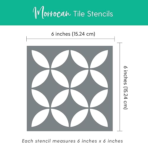 Vista 51 de Paquete de 4 plantillas de azulejos (4 x 4 pulgadas), patrón mexicano, plantillas reutilizables para pintar suelos/paredes/muebles, se adapta a