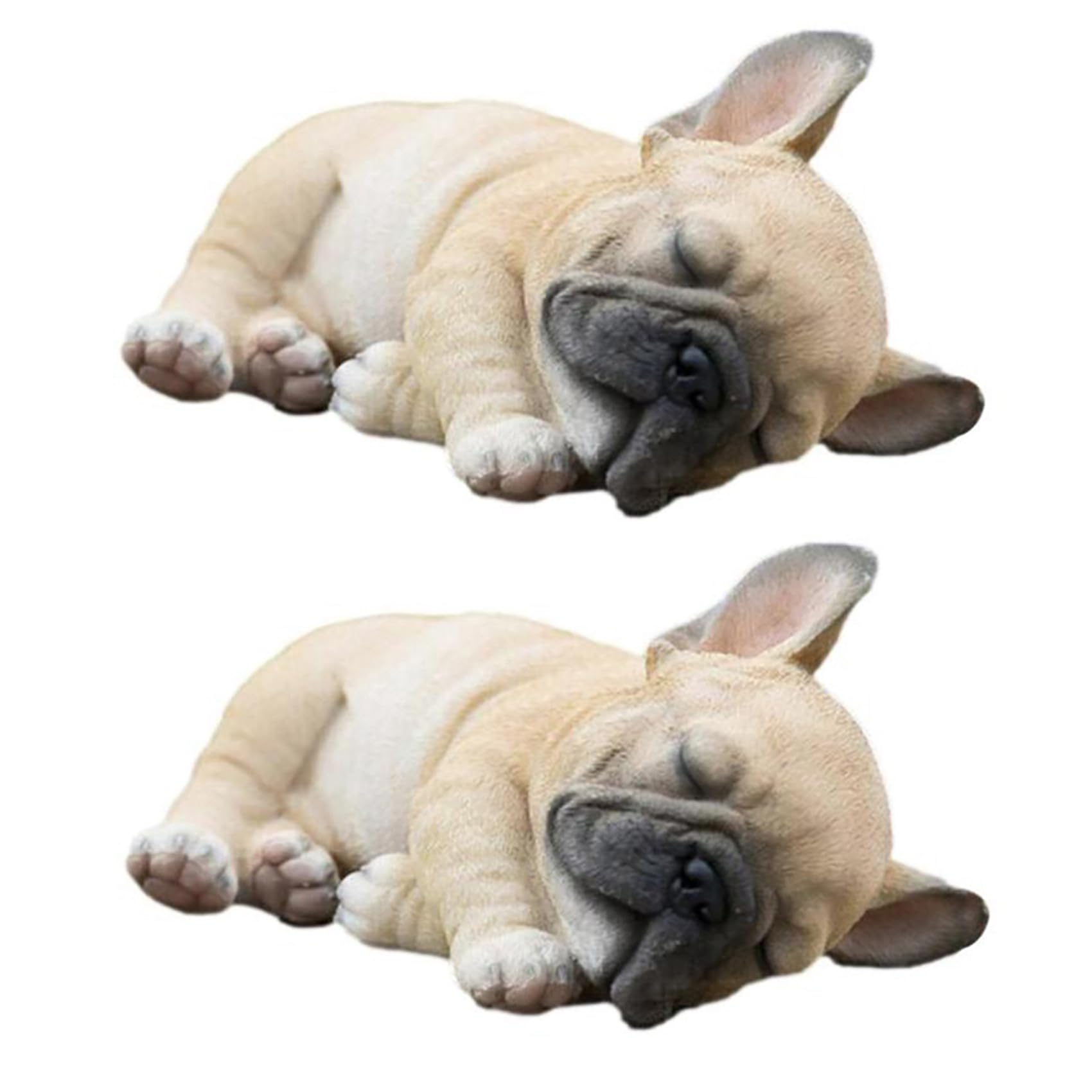 Hndhbfgrt 2X French Bulldog Sculpture Ornament Dog Statue Figurine Outdoor Garden Decor Gift -Lying Dog