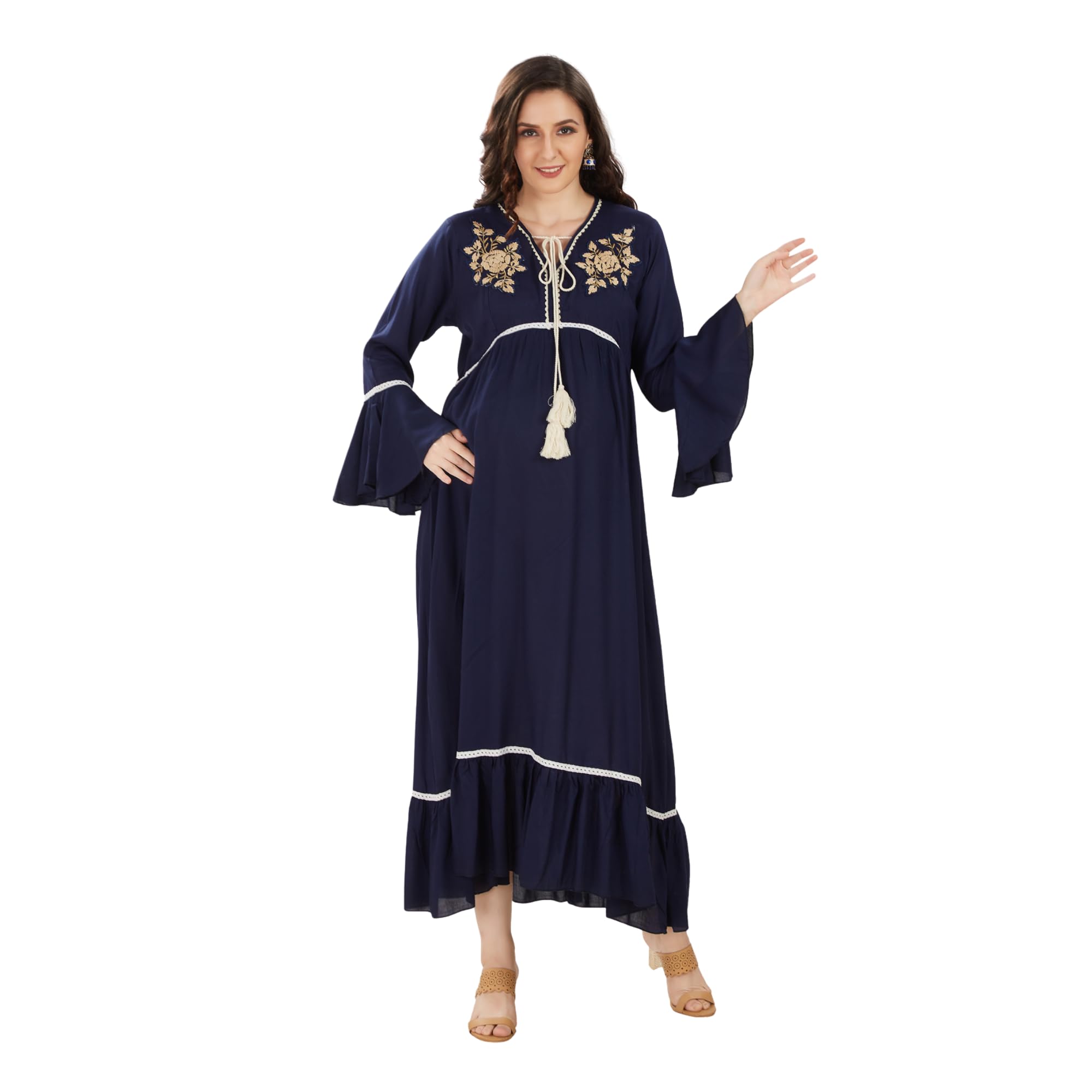 Navy Blue Fit Maternity Dress-image-28
