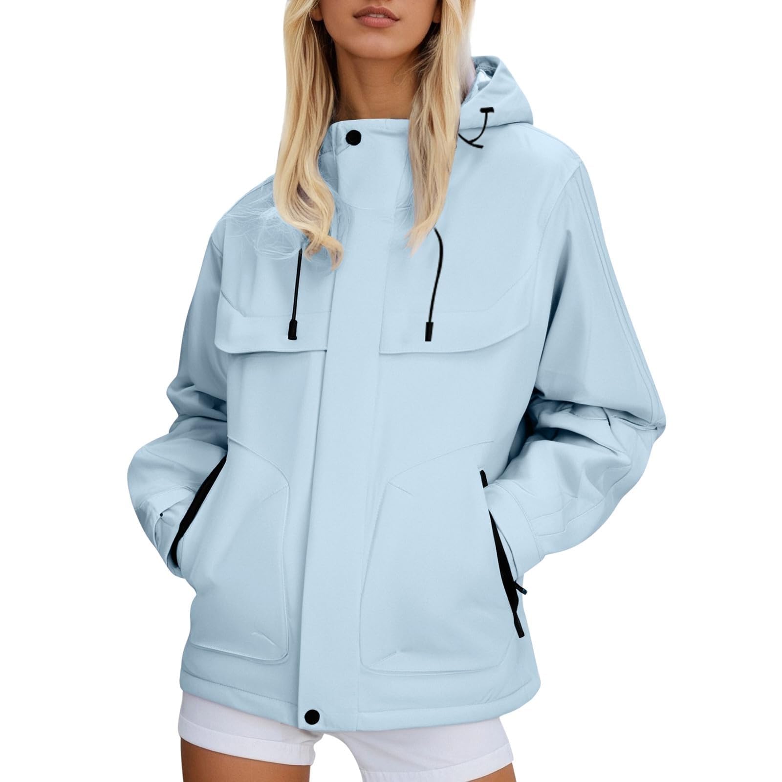 Giacca Antipioggia Da Donna Con Cappuccio, Casual, Ampia, Cerniera, Regolabile, Per Escursioni All'Aperto, Antivento Sci A Vento Cappuccio Impermeabile Alpinismo Impermeabili Lungo Moto