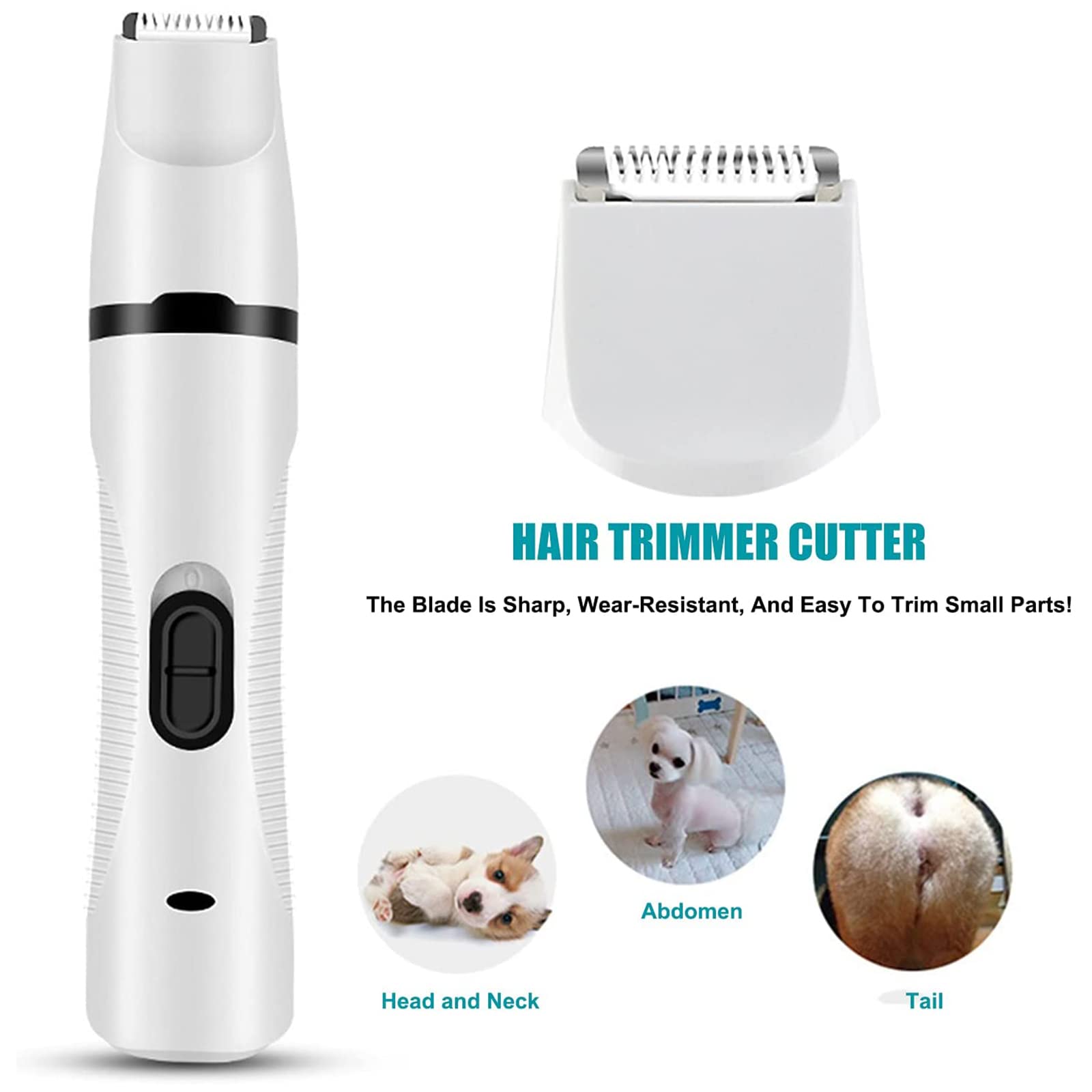 3 W 1 Dog Clippers & Nail Grinder, Dog Paznokci Drimmers, Zestaw do pielęgnacji psów z 3 głowicą nożową, elektryczną golarką do psów Clippers, niskokaptery USB, do małych psów i kotów