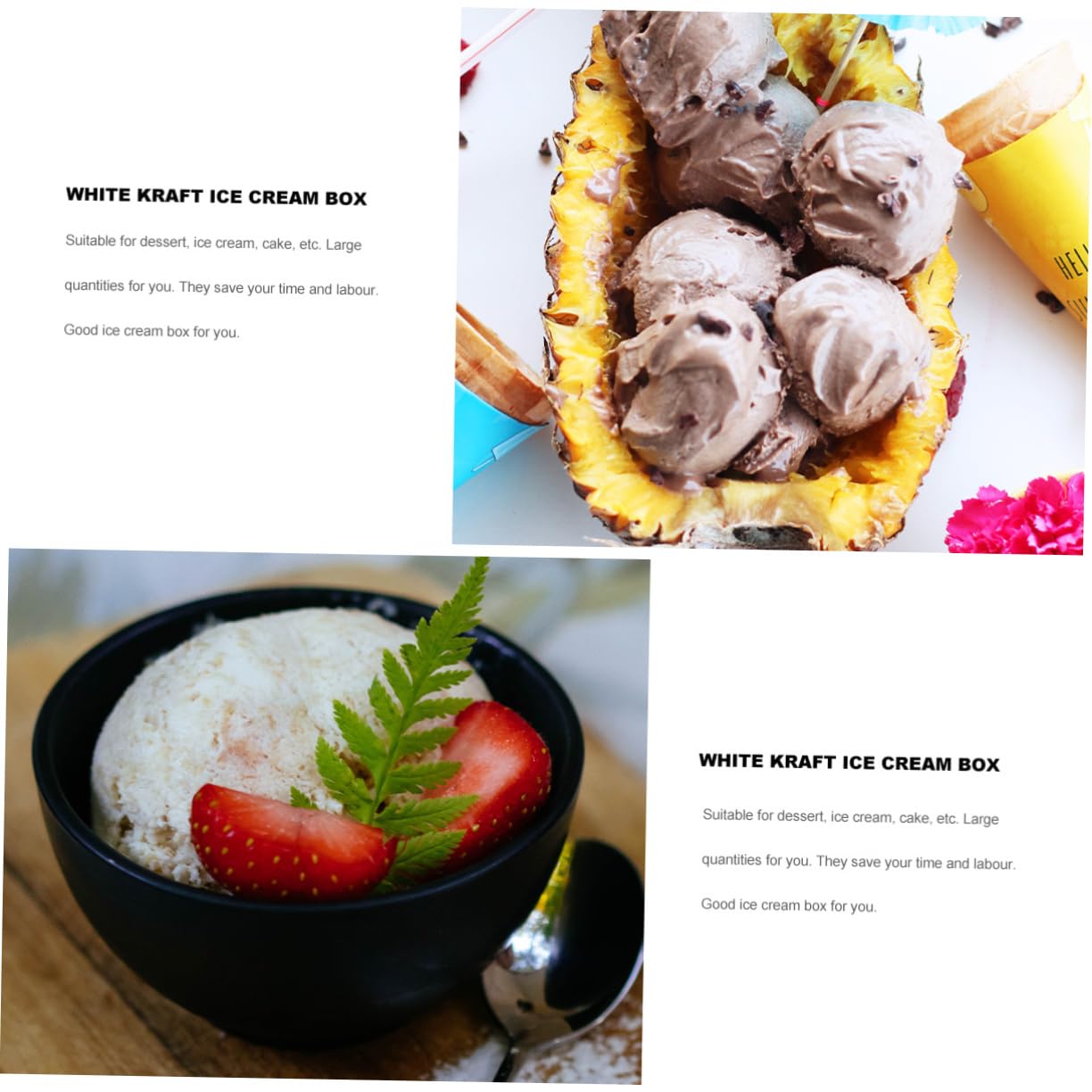 SOLUSTRE 25sätze Eiscremebox Kraftpapier Mit Deckeln Leichte Und Tragbare Aufbewahrung Für Desserts Für Partys Und Zuhause Und