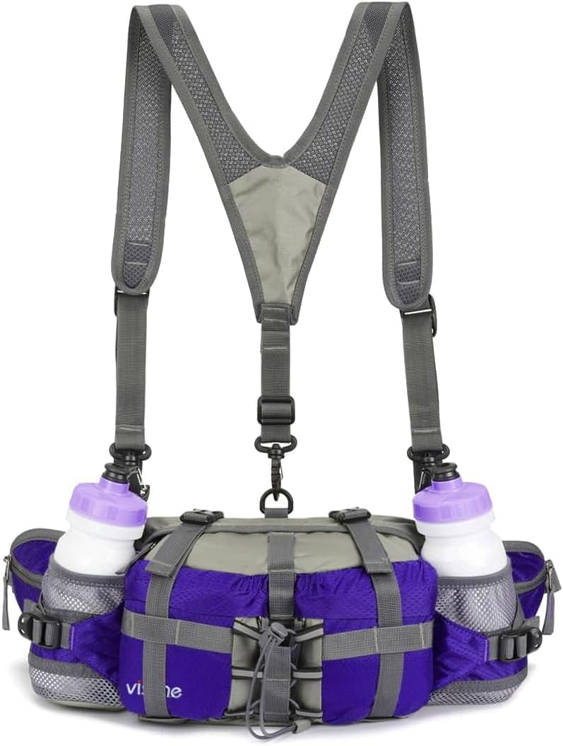 Outdoor Fanny Pack Hiking Fishing Waist bag 2 Water Bottle Holder Lumbar Pack