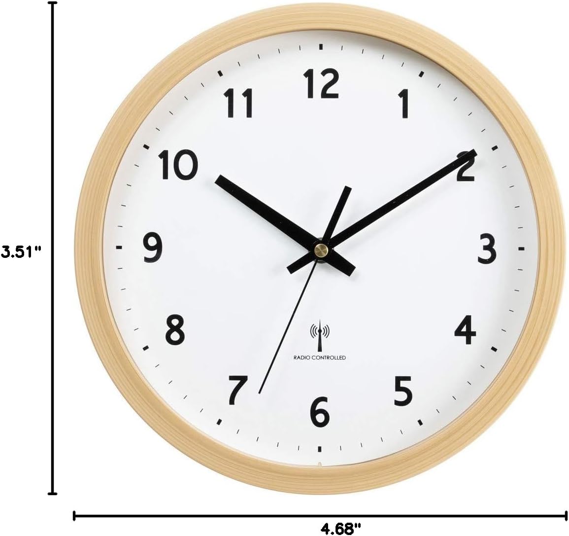 Iris Plaza PWCRR-25-M Wall Clock, Radio Clock, Natural 9.8 inches (25 cm), Dial Included, Radio Reception and Accurate Time, Light Weight 15.9 oz (450 g), Thin Thickness 1.6 inches (4.2 cm), Step