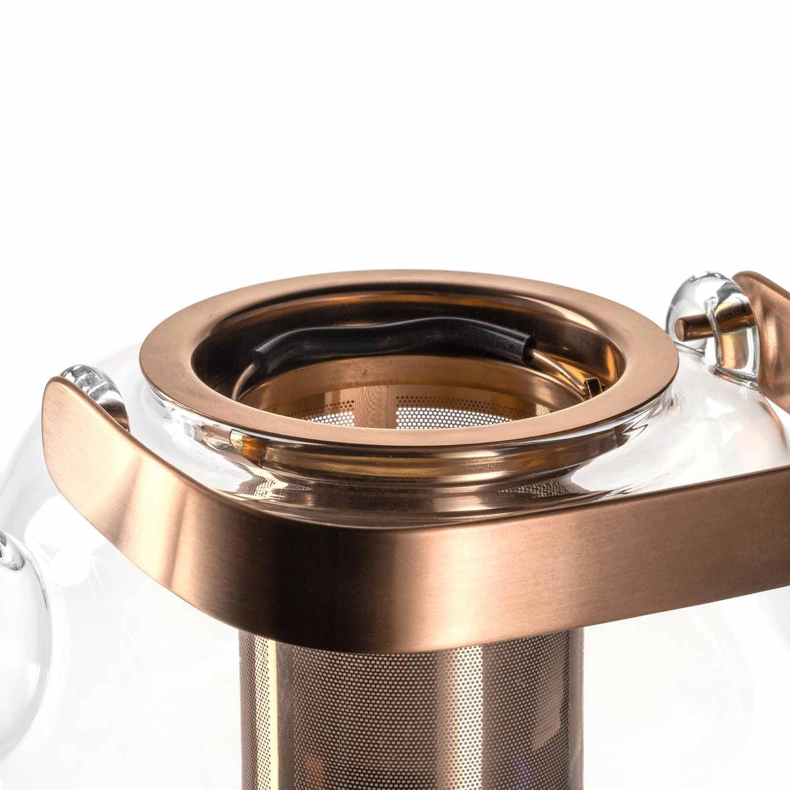 LEONARDO Tè per Te Teekanne mit Metallhenkel 1,2 L mit Stövchen aus dickwandigem Borosilikatglas, Hergestellt in Handarbeit, Spülmaschinengeeignet