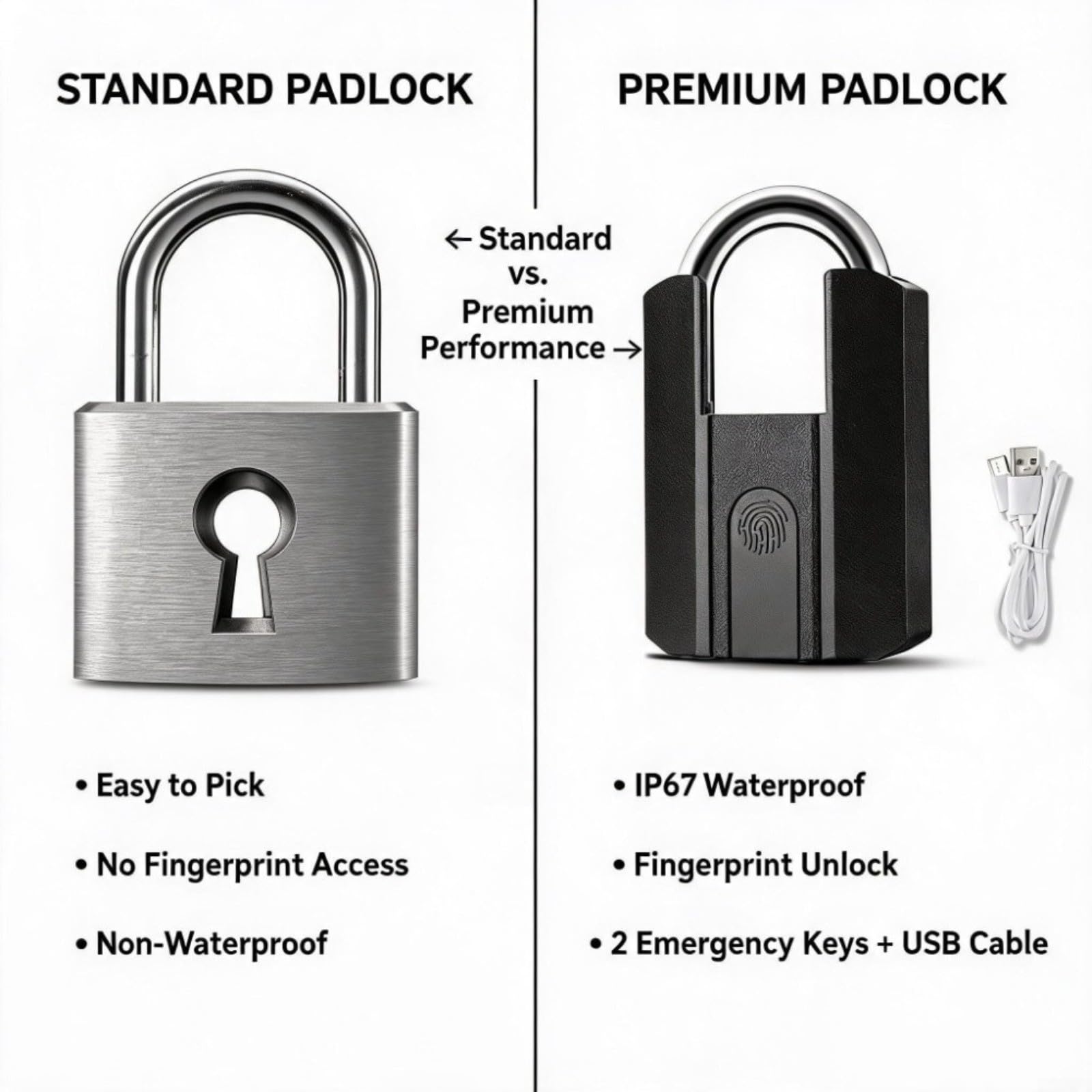 Candado de huella dactilar IP67, control de aplicación para Tuya, candado