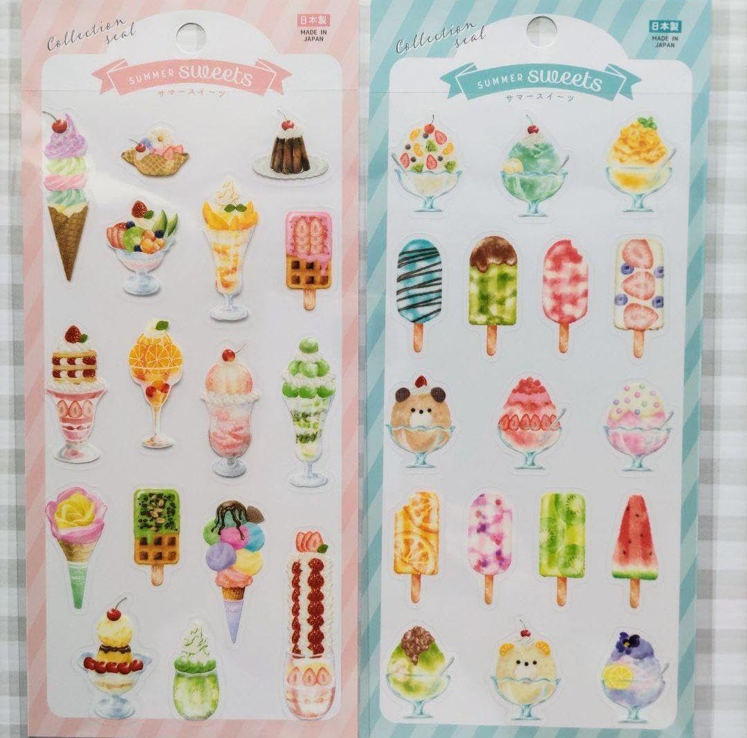 C】 サマー夏スイカアイスレターセットフレークシール