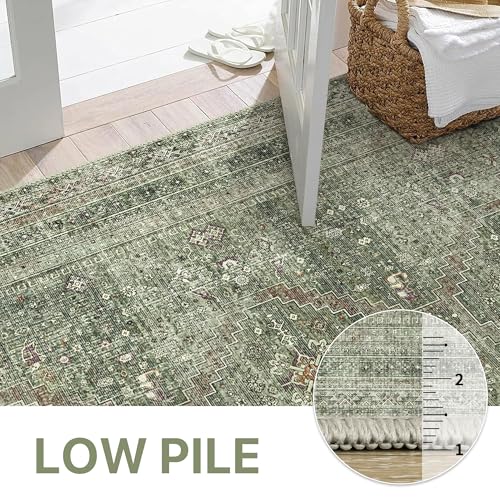 GENIMO 2x5 Non Slip Hallway Runner Rug, Machine Washable, Thin & Low Pile Lightweight for Kitchen, Laundry, Entryway, Bedroom & Living Room