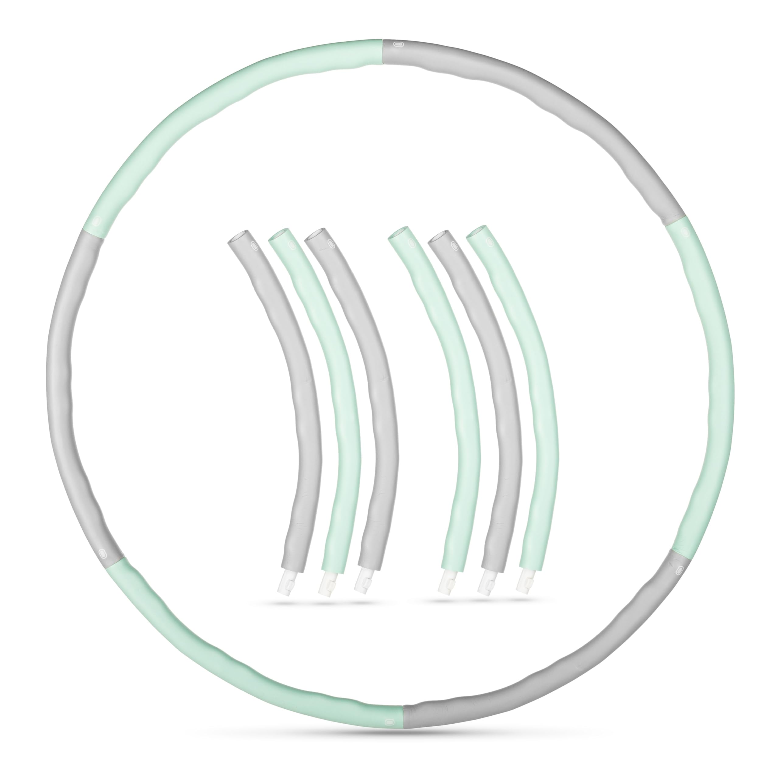 Gymtek Hula Hoop - Pneumatico per adulti, perdita di peso e massaggio, diametro 100 cm, con design ondulato, per dimagrire, hula hoop pieghevole, 6 pezzi