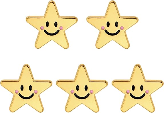 Cute Smile Star Enamel Lapel Pins Gold Stars Pin Collar Hat Bag Shirt Clothing Brooch Novel Badge Gifts Jewelry
