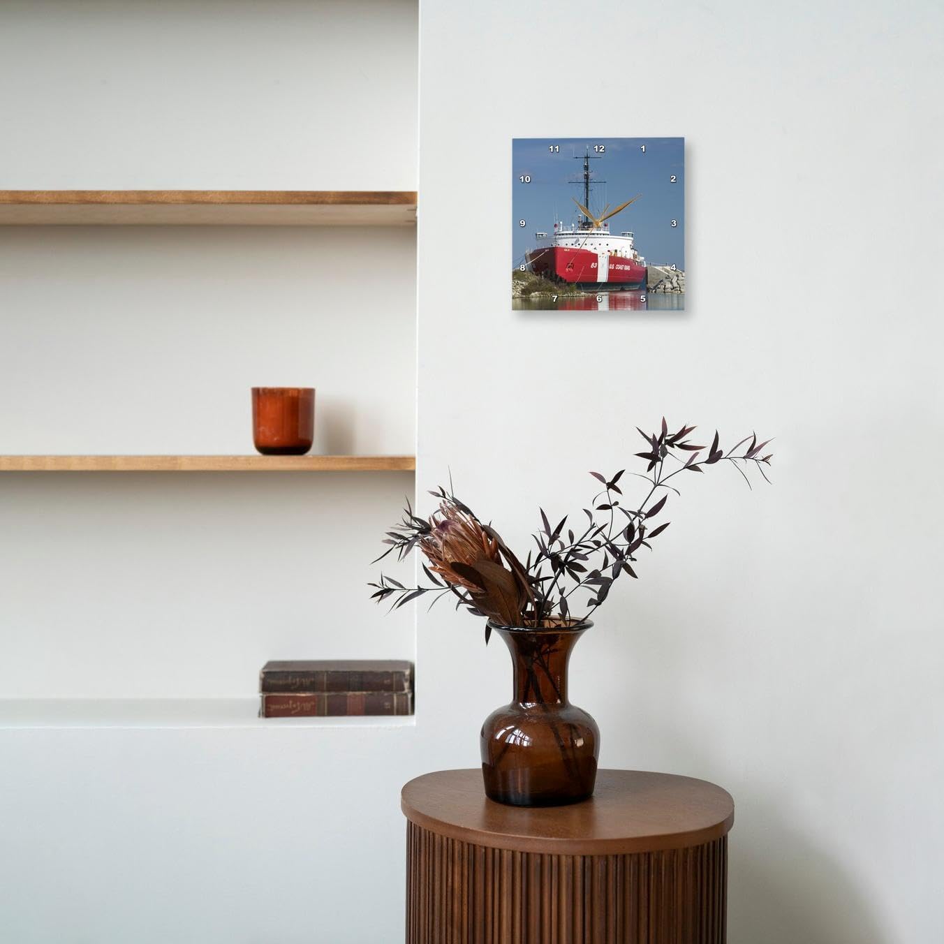 3dRose DPP_91244_2 MI, Straits of Mackinac, Coast Guard Icebreaker - US23 WBI0169 - Walter Bibikow - Wall Clock, 13 by 13-Inch