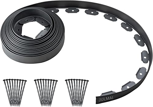 Kit de bordes de paisaje, bordes de jardín de 30 pies y 2 pulgadas de alto con 27 estacas de borde, bordes de goma para paisajismo, cama de flores,