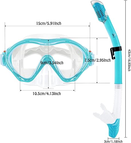 Miniatura 6 de Equipo de esnórquel para niños, esnórquel seco HH HHAO Sport Kids Snorkel Set Junior Anti niebla vista panorámica de 180, gafas de natación con