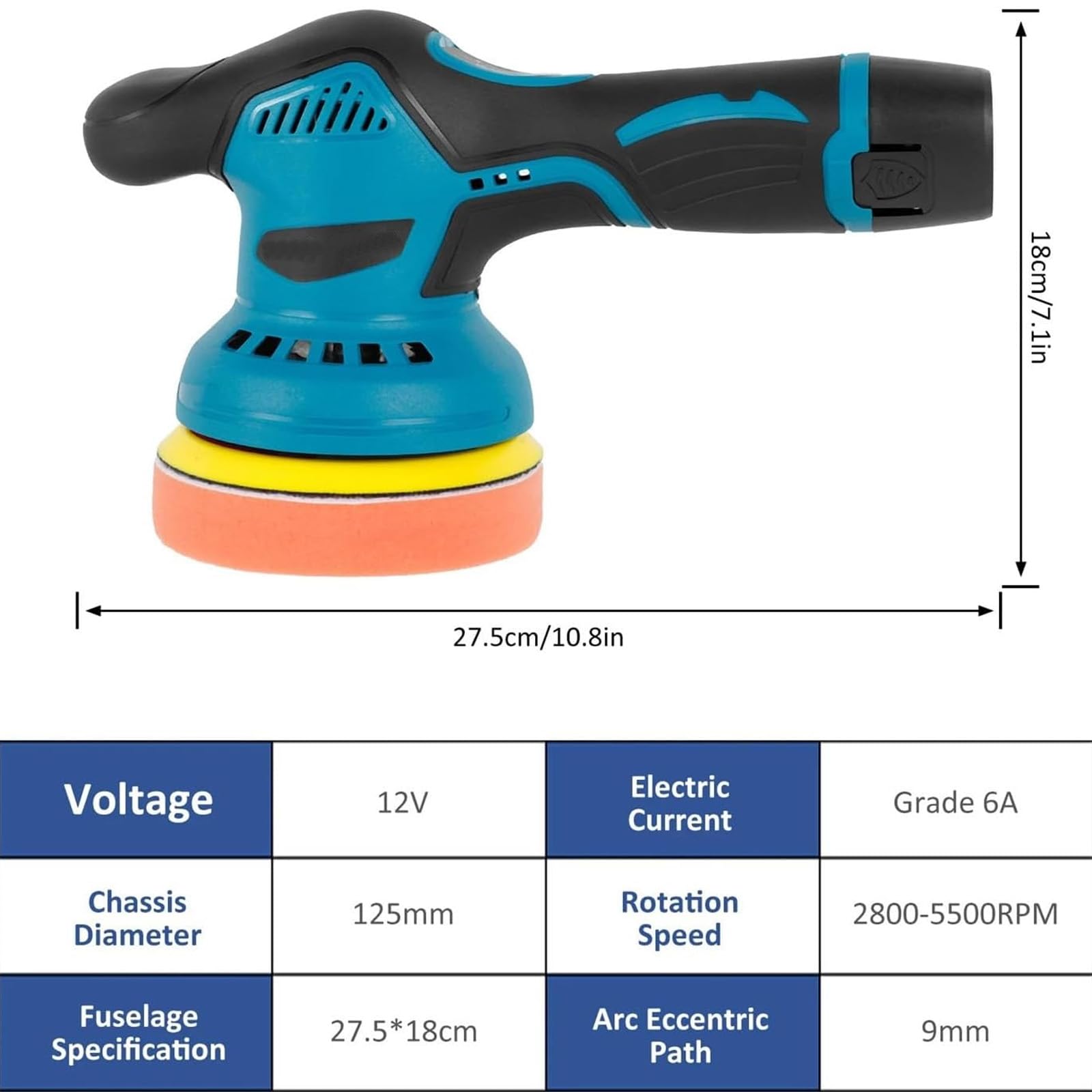 Lucidatrice elettrica Senza Fili, lucidatrice a Batteria, Mini lucidatrice per Auto Senza Fili con 8 velocità Regolabili, Portatile per Auto, Barca, levigatura, lucidatura e ceratura.