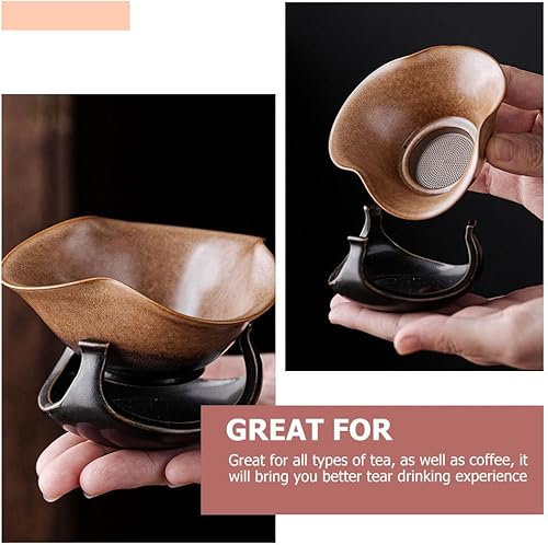 Miniatura 5 de UPKOCH Infusor de té de porcelana con soporte de soporte de filtro de café para hojas sueltas, adorno de sala de té para ceremonia de gongfu chino