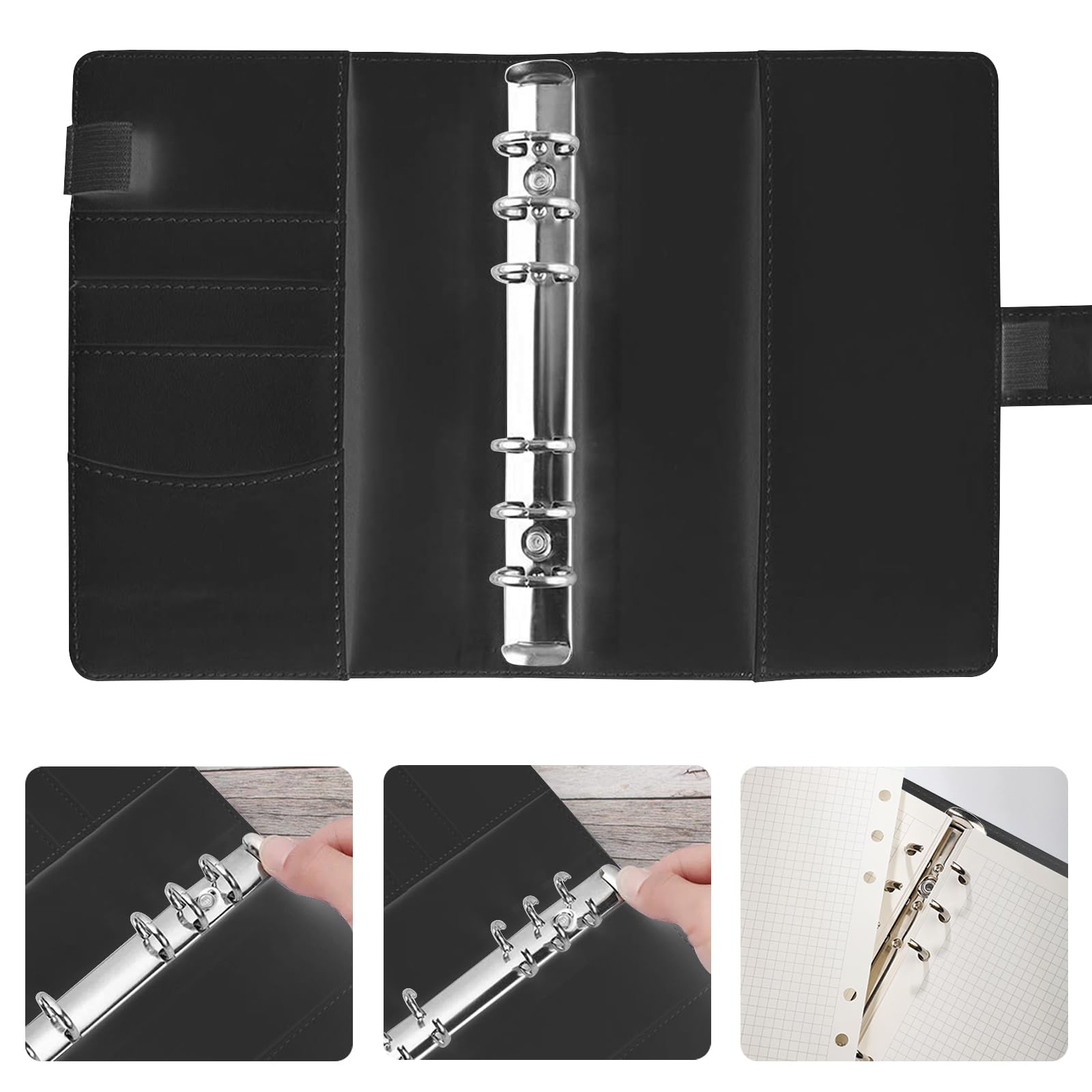 Kyaoayo A5 Ring Binder - PU Leather Notebook Binder for Refill Paper Refillable Planner Organiser with Magnetic Buckle Closure - Image 4
